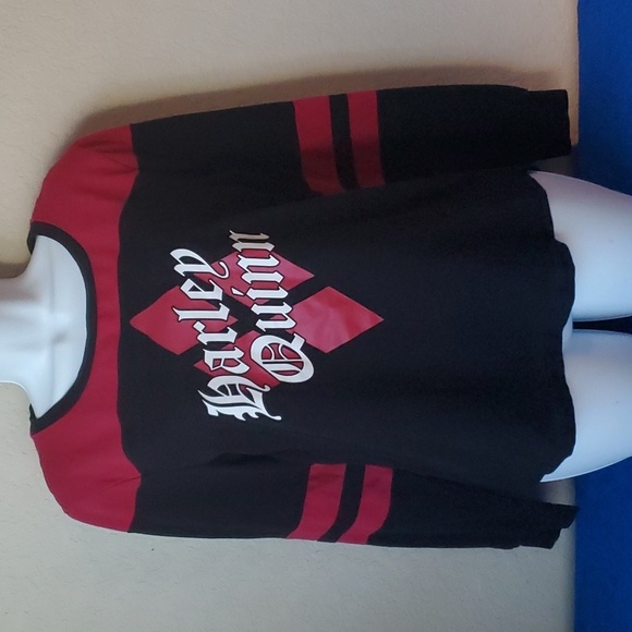 Harley Quinn Long Sleeve Shirt Top Gotham Batman Joker Birds of Prey Sz L - Picture 3 of 9